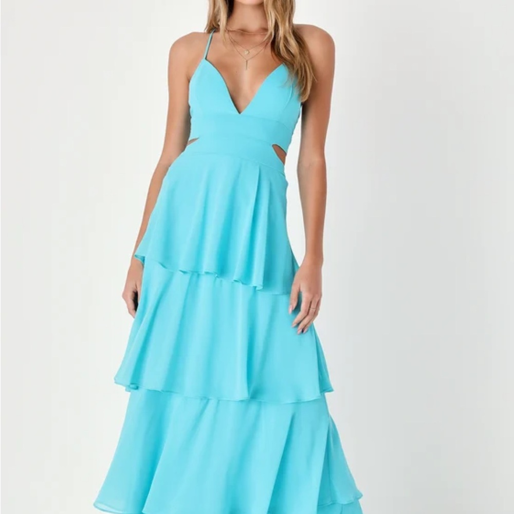 NWT Elegant Blue Tiered Dress
